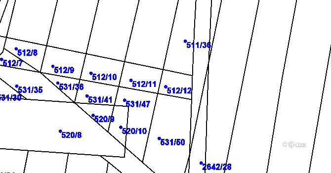 Parcela st. 512/12 v KÚ Marefy, Katastrální mapa