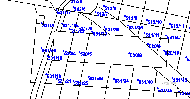 Parcela st. 520/1 v KÚ Marefy, Katastrální mapa