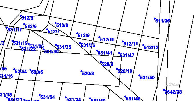Parcela st. 531/41 v KÚ Marefy, Katastrální mapa