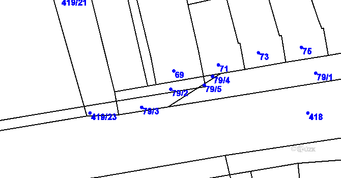Parcela st. 79/2 v KÚ Marefy, Katastrální mapa