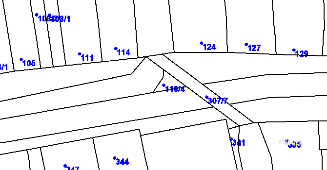 Parcela st. 118/4 v KÚ Marefy, Katastrální mapa