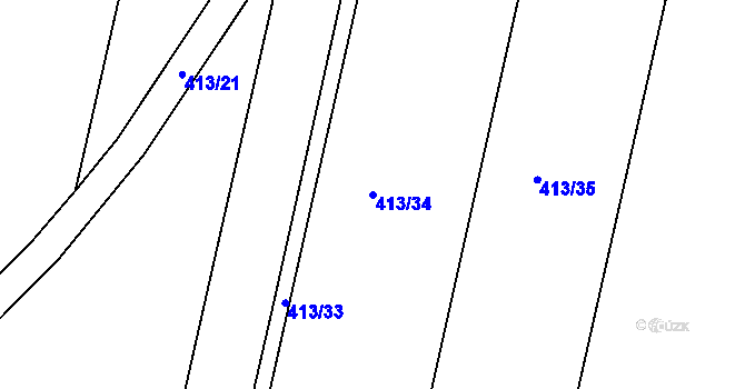 Parcela st. 413/34 v KÚ Marefy, Katastrální mapa