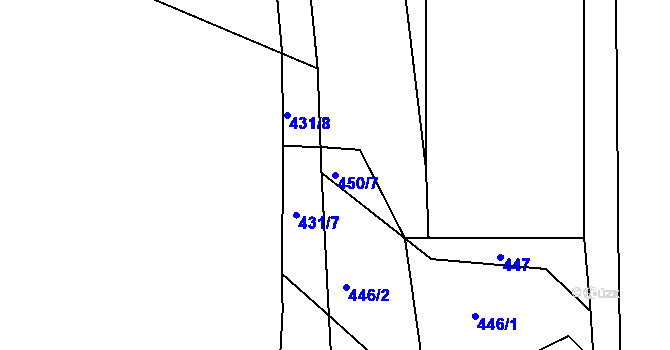 Parcela st. 450/7 v KÚ Marefy, Katastrální mapa