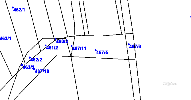 Parcela st. 467/5 v KÚ Marefy, Katastrální mapa