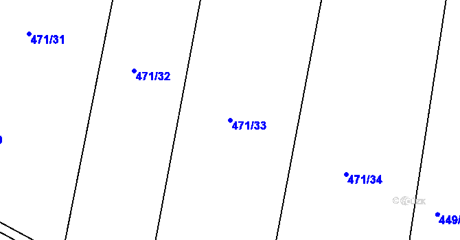 Parcela st. 471/33 v KÚ Marefy, Katastrální mapa