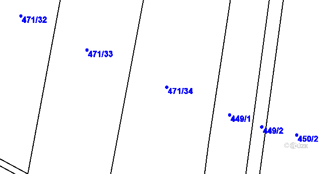 Parcela st. 471/34 v KÚ Marefy, Katastrální mapa
