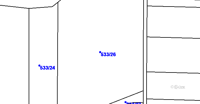 Parcela st. 533/26 v KÚ Marefy, Katastrální mapa