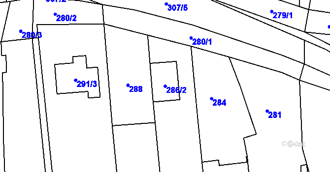 Parcela st. 286/2 v KÚ Marefy, Katastrální mapa