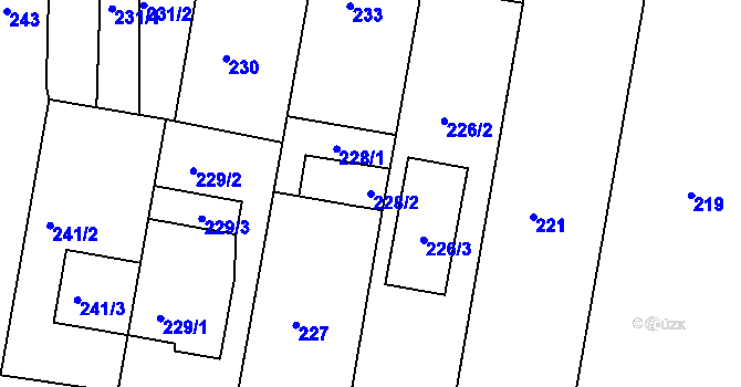 Parcela st. 228/2 v KÚ Marefy, Katastrální mapa