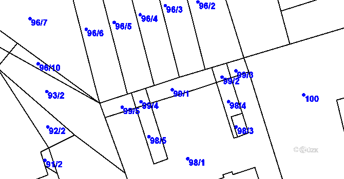 Parcela st. 99/1 v KÚ Marefy, Katastrální mapa