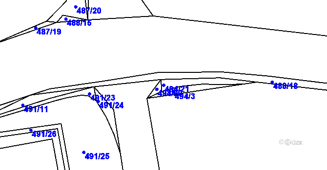 Parcela st. 494/21 v KÚ Marefy, Katastrální mapa