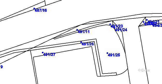 Parcela st. 491/26 v KÚ Marefy, Katastrální mapa