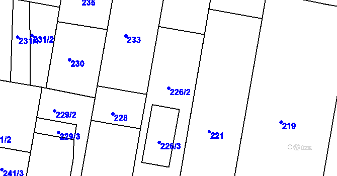 Parcela st. 226/2 v KÚ Marefy, Katastrální mapa