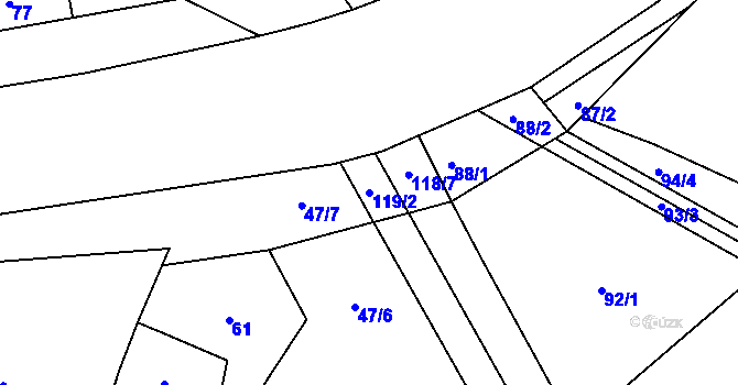 Parcela st. 119/2 v KÚ Marefy, Katastrální mapa