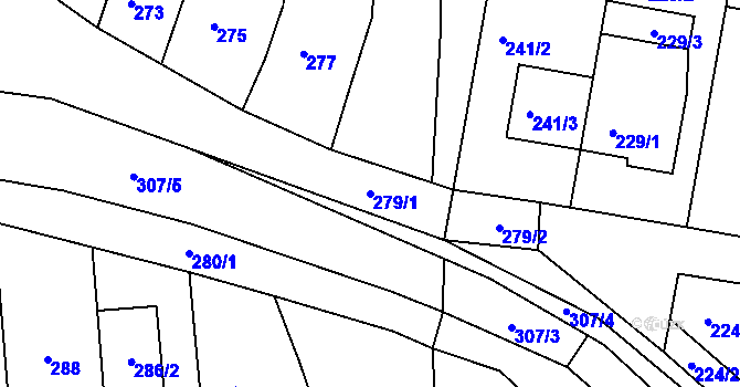 Parcela st. 279/1 v KÚ Marefy, Katastrální mapa