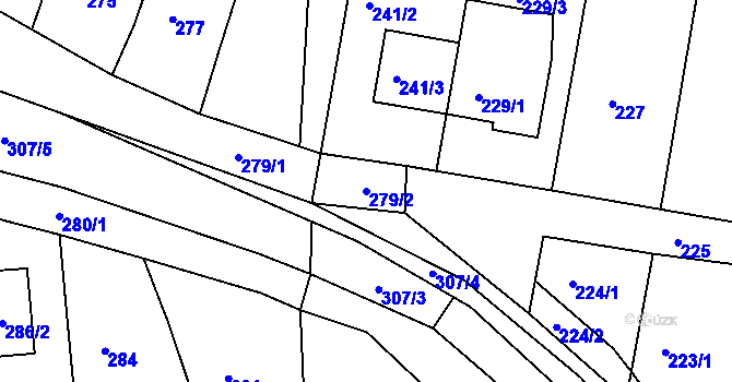 Parcela st. 279/2 v KÚ Marefy, Katastrální mapa