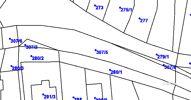 Parcela st. 307/5 v KÚ Marefy, Katastrální mapa