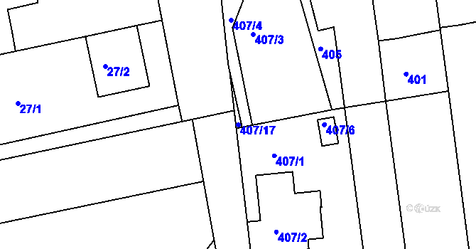 Parcela st. 407/17 v KÚ Marefy, Katastrální mapa