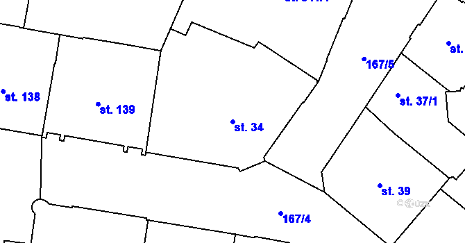 Parcela st. 34 v KÚ Mariánské Lázně, Katastrální mapa