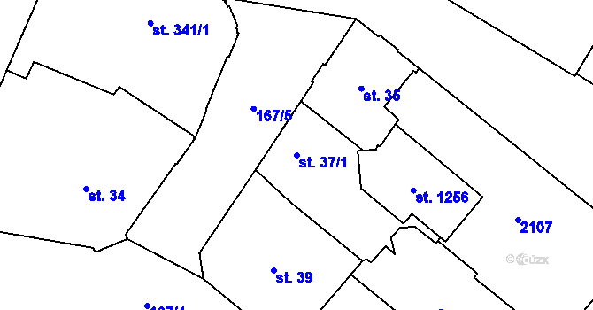 Parcela st. 37/1 v KÚ Mariánské Lázně, Katastrální mapa