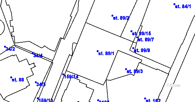 Parcela st. 89/1 v KÚ Mariánské Lázně, Katastrální mapa