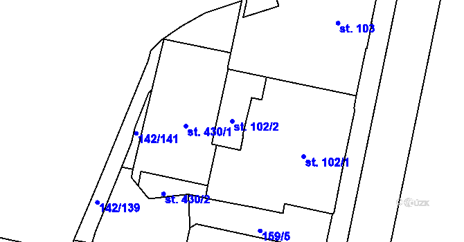 Parcela st. 102/2 v KÚ Mariánské Lázně, Katastrální mapa