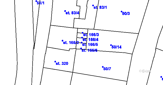 Parcela st. 166/5 v KÚ Mariánské Lázně, Katastrální mapa
