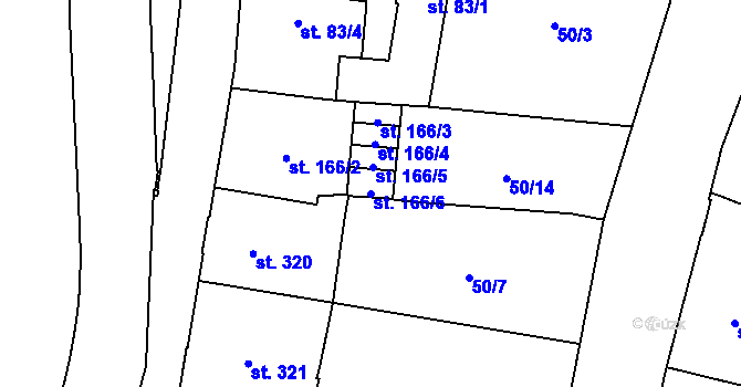 Parcela st. 166/6 v KÚ Mariánské Lázně, Katastrální mapa