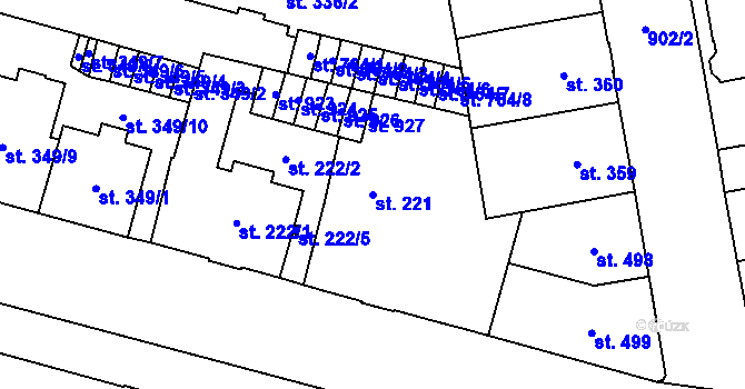 Parcela st. 221 v KÚ Mariánské Lázně, Katastrální mapa