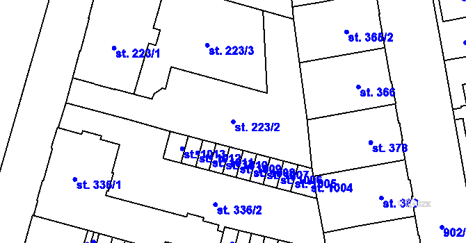 Parcela st. 223/2 v KÚ Mariánské Lázně, Katastrální mapa
