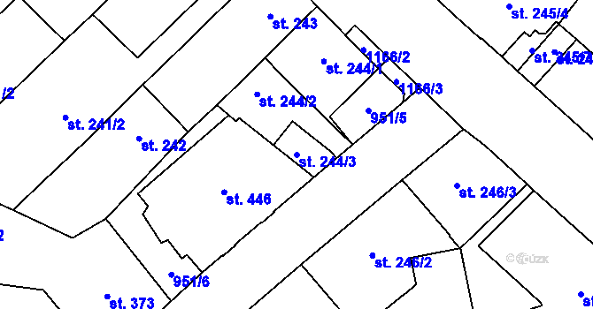 Parcela st. 244/3 v KÚ Mariánské Lázně, Katastrální mapa