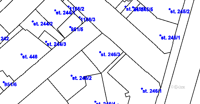 Parcela st. 246/3 v KÚ Mariánské Lázně, Katastrální mapa
