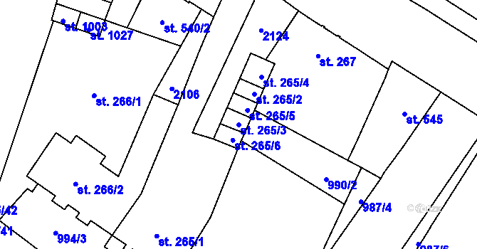 Parcela st. 265/3 v KÚ Mariánské Lázně, Katastrální mapa