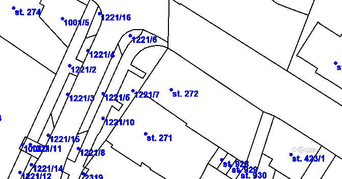 Parcela st. 272 v KÚ Mariánské Lázně, Katastrální mapa
