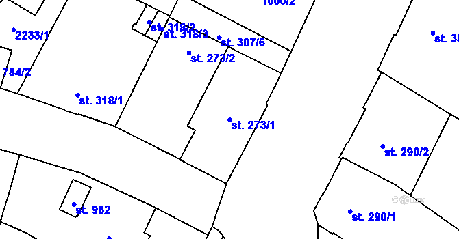 Parcela st. 273/1 v KÚ Mariánské Lázně, Katastrální mapa