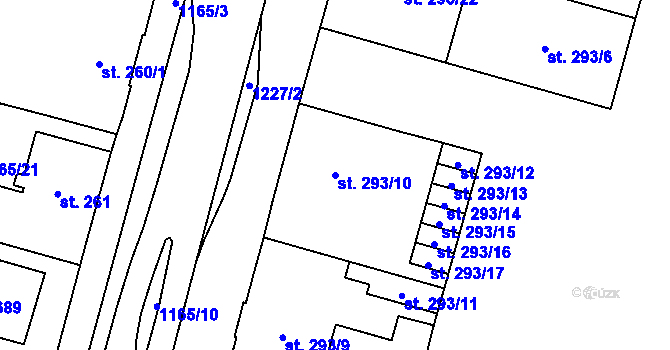 Parcela st. 293/10 v KÚ Mariánské Lázně, Katastrální mapa