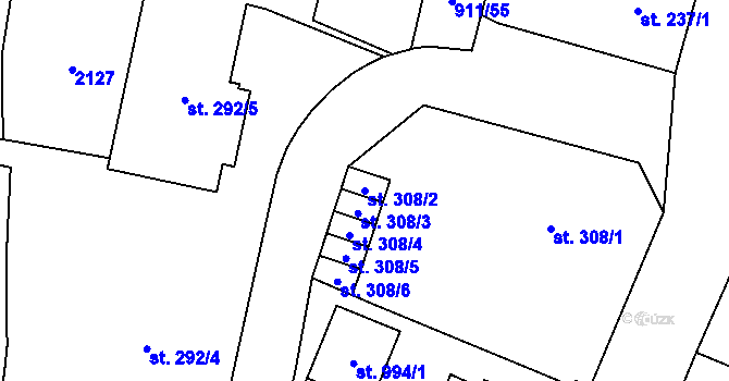 Parcela st. 308/2 v KÚ Mariánské Lázně, Katastrální mapa