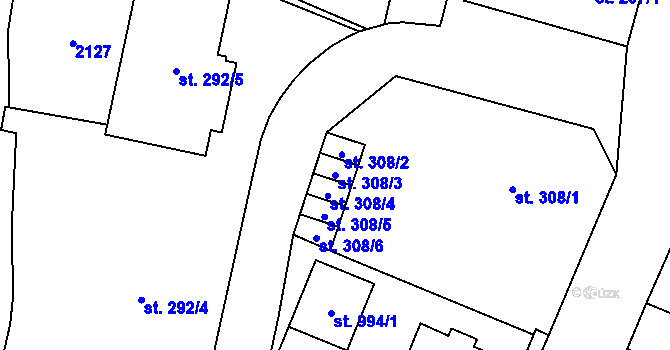 Parcela st. 308/3 v KÚ Mariánské Lázně, Katastrální mapa