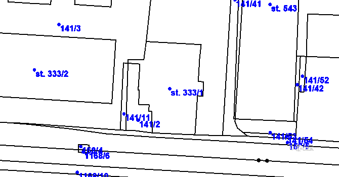 Parcela st. 333/1 v KÚ Mariánské Lázně, Katastrální mapa