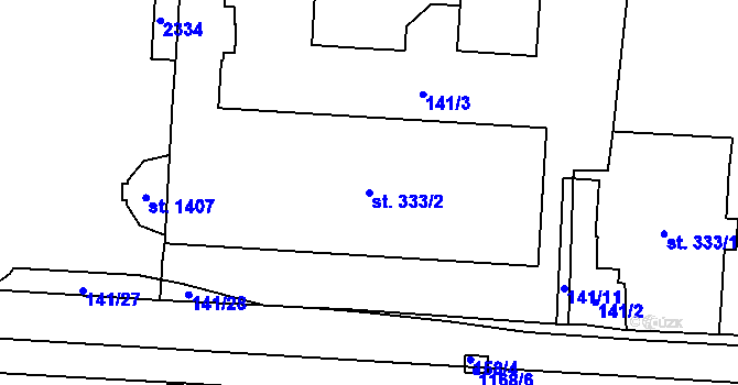 Parcela st. 333/2 v KÚ Mariánské Lázně, Katastrální mapa