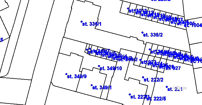 Parcela st. 349/5 v KÚ Mariánské Lázně, Katastrální mapa