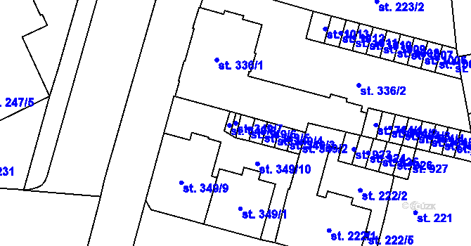 Parcela st. 349/7 v KÚ Mariánské Lázně, Katastrální mapa