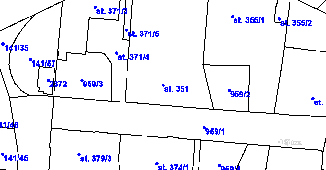 Parcela st. 351 v KÚ Mariánské Lázně, Katastrální mapa
