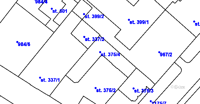 Parcela st. 375/4 v KÚ Mariánské Lázně, Katastrální mapa