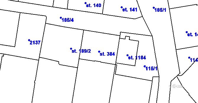 Parcela st. 384 v KÚ Mariánské Lázně, Katastrální mapa