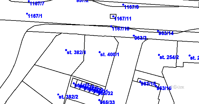 Parcela st. 400/1 v KÚ Mariánské Lázně, Katastrální mapa