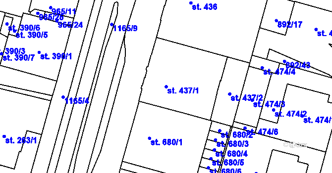 Parcela st. 437/1 v KÚ Mariánské Lázně, Katastrální mapa