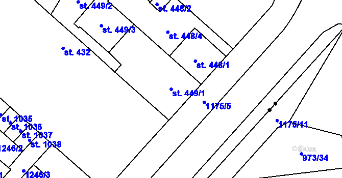 Parcela st. 449/1 v KÚ Mariánské Lázně, Katastrální mapa