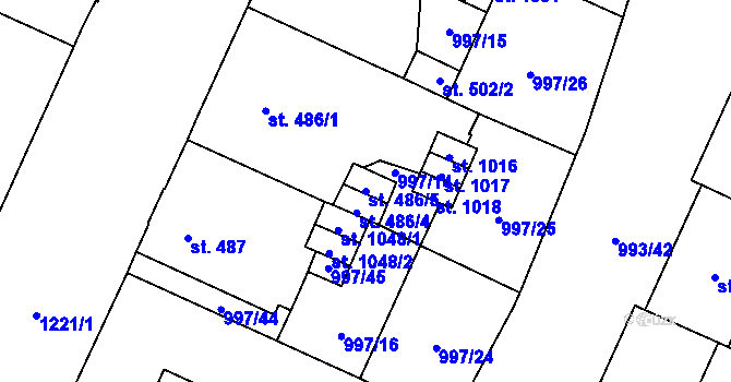 Parcela st. 486/5 v KÚ Mariánské Lázně, Katastrální mapa