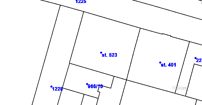 Parcela st. 523 v KÚ Mariánské Lázně, Katastrální mapa
